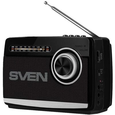 Sven Funkgerät Lautsprecher SRP-535, schwarz (3W, FM/AM/SW, USB, microSD, Taschenlampe, Batterie) (AM, FM), Radio, Schwarz Sven Funkgerät Lautsprecher SRP-535, schwarz (3W, FM/AM/SW, USB, microSD, Taschenlampe, Batterie) (AM, FM), Radio, Schwarz