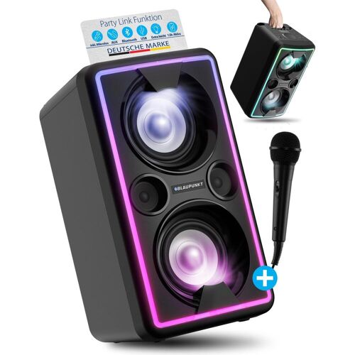 Blaupunkt Party Lautsprecher mit TWS PS 2000 (12 h, Akkubetrieb), Bluetooth Lautsprecher, Schwarz
