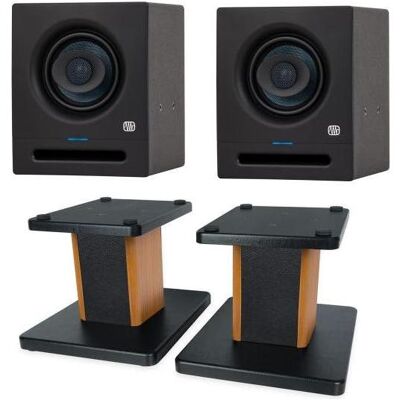 PreSonus Studio-Monitor Eris Pro 4 1 Paar mit Boxenständer Palisander (Aktiv, 1x 80 W), Monitor Lautsprecher, Schwarz PreSonus Studio-Monitor Eris Pro 4 1 Paar mit Boxenständer Palisander (Aktiv, 1x 80 W), Monitor Lautsprecher, Schwarz