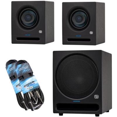 PreSonus Studio-Monitor Eris Pro 4 1 Paar mit Subwoofer und 2x Kabel (Aktiv, Subwoofer aktiv, Paar), Monitor Lautsprecher, Schwarz PreSonus Studio-Monitor Eris Pro 4 1 Paar mit Subwoofer und 2x Kabel (Aktiv, Subwoofer aktiv, Paar), Monitor Lautsprecher, Schwarz