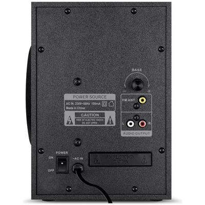 Sven 2.1 speakers MS-315, black, Bluetooth, FM, USB,, RC unit, power output + (RMS), PC Lautsprecher, Schwarz Sven 2.1 speakers MS-315, black, Bluetooth, FM, USB,, RC unit, power output + (RMS), PC Lautsprecher, Schwarz