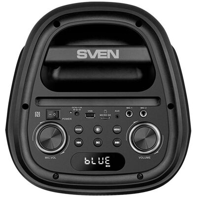 Sven PS-800 Schwarzer Tragbarer Bluetooth-Lautsprecher - Bluetooth, FM, USB, microSD, LED-Anzeige, 100W Sven PS-800 Schwarzer Tragbarer Bluetooth-Lautsprecher - Bluetooth, FM, USB, microSD, LED-Anzeige, 100W