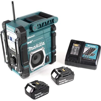 Makita DMR 112 RG Akku Baustellen Radio 7,2 - 18V Bluetooth DAB+ + 2x 6,0Ah Akku + Ladegerät (DAB, DAB+, FM, Bluetooth), Radio, Schwarz Makita DMR 112 RG Akku Baustellen Radio 7,2 - 18V Bluetooth DAB+ + 2x 6,0Ah Akku + Ladegerät (DAB, DAB+, FM, Bluetooth), Radio, Schwarz