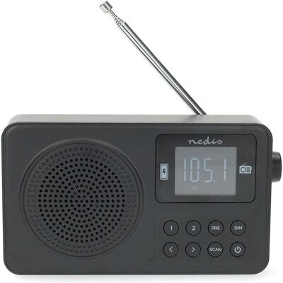 Nedis FM-Radio Tragbare Ausführung FM Akkubetrieben / Stromversorgung über USB Digital 2 W (FM, Bluetooth), Radio, Schwarz Nedis FM-Radio Tragbare Ausführung FM Akkubetrieben / Stromversorgung über USB Digital 2 W (FM, Bluetooth), Radio, Schwarz
