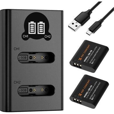 K&F Concept DB-110 1100mAh Digital Camera Dual Battery with LED Dual Channel Charger, for RICOH (Kamera Akku), Kamera Stromversorgung, Schwarz K&F Concept DB-110 1100mAh Digital Camera Dual Battery with LED Dual Channel Charger, for RICOH (Kamera Akku), Kamera Stromversorgung, Schwarz