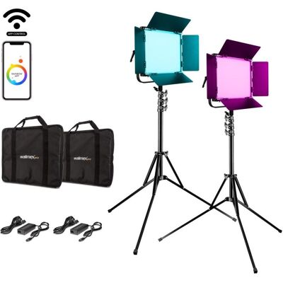 Walimex pro pro 23067 LED Rainbow 100W RGBWW Set 2 (2x Rainbow 100W, 2x Lampenstativ GN-806) (Flächenleuchte, Videoleuchte), Dauerlicht, Silber, Schwarz Walimex pro pro 23067 LED Rainbow 100W RGBWW Set 2 (2x Rainbow 100W, 2x Lampenstativ GN-806) (Flächenleuchte, Videoleuchte), Dauerlicht, Silber, Schwarz