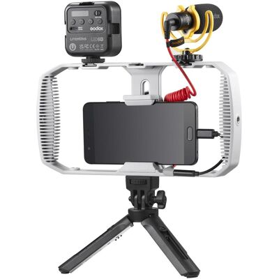 Godox VK1-LT Vlogging Kit, Blitzgerät, Schwarz, Grau Godox VK1-LT Vlogging Kit, Blitzgerät, Schwarz, Grau