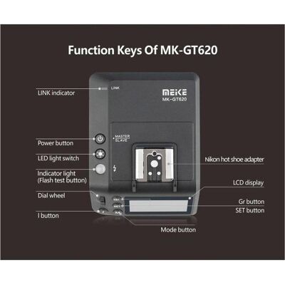 Meike MK GT620 TTL Transceiver Sony (Funk), Fernauslöser, Schwarz Meike MK GT620 TTL Transceiver Sony (Funk), Fernauslöser, Schwarz