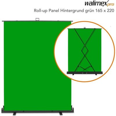 Walimex pro Roll-up Panel Hintergrund grün 165x220 (165 cm, 220 cm), Hintergrundsystem, Grün Walimex pro Roll-up Panel Hintergrund grün 165x220 (165 cm, 220 cm), Hintergrundsystem, Grün