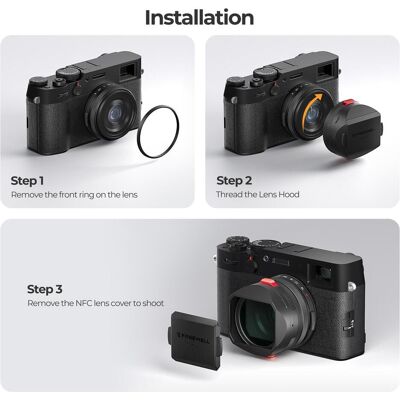 Freewell Fuji X100 Series Real Lens Hood (Black) (Fujifilm X100VI), Kameraschutz, Schwarz Freewell Fuji X100 Series Real Lens Hood (Black) (Fujifilm X100VI), Kameraschutz, Schwarz
