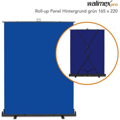 Walimex pro Roll-up Panel Hintergrund (165 cm, 220 cm), Hintergrundsystem, Blau Walimex pro Roll-up Panel Hintergrund (165 cm, 220 cm), Hintergrundsystem, Blau