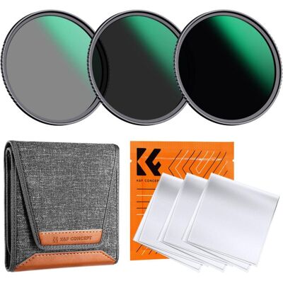 K&F Concept KF-2046V1 67mm ND8+ND64+ND1000 Filter Set + Case + 3 pcs Cleaning Cloth (67 mm), Objektivfilter, Grau K&F Concept KF-2046V1 67mm ND8+ND64+ND1000 Filter Set + Case + 3 pcs Cleaning Cloth (67 mm), Objektivfilter, Grau