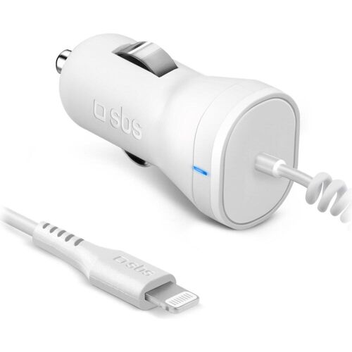 SBS Autoladegerät mit Lighning-Kabel, Auto Adapter, Weiss
