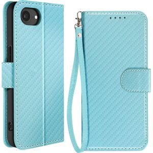 Avizar iPhone 16e Hellblau Carbon Wallet Hülle mit Unterstützungsgurt Avizar iPhone 16e Hellblau Carbon Wallet Hülle mit Unterstützungsgurt