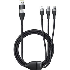 Baseus USB-A / USB-C to Lightning / 2 x USB-C Charging Cable Flash Series III 3in1, 100W, 5A, 1.5m, Black (100 W), USB Kabel Baseus USB-A / USB-C to Lightning / 2 x USB-C Charging Cable Flash Series III 3in1, 100W, 5A, 1.5m, Black (100 W), USB Kabel