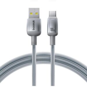 Baseus - Data Cable Discolor (E0420802) - USB-A to USB-C, 100W, 480Mbps, 1m - Silver (1 m, 100 W), USB Kabel Baseus - Data Cable Discolor (E0420802) - USB-A to USB-C, 100W, 480Mbps, 1m - Silver (1 m, 100 W), USB Kabel