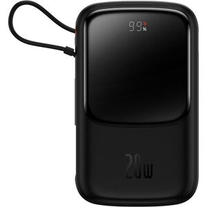 Baseus Qpow power supply 10000mAh built-in Lightning 20W fast charging cable SCP AFC FCP black (PPQD020001) (10000 mAh, 20 W, 37 Wh), Powerbank, Schwarz Baseus Qpow power supply 10000mAh built-in Lightning 20W fast charging cable SCP AFC FCP black (PPQD020001) (10000 mAh, 20 W, 37 Wh), Powerbank, Schwarz