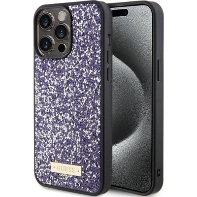 Guess iPhone 15 Pro Lila Rhinestone Metall-Logo Hartschale Guess iPhone 15 Pro Lila Rhinestone Metall-Logo Hartschale