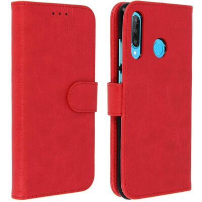 Avizar Huawei P30 Lite Flip Wallet Hülle - Rot Avizar Huawei P30 Lite Flip Wallet Hülle - Rot