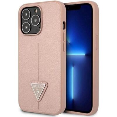 Guess iPhone 13 Pro Pink Saffiano Triangle Logo Hardcase Guess iPhone 13 Pro Pink Saffiano Triangle Logo Hardcase