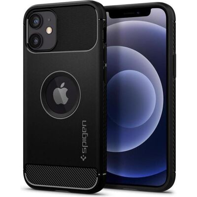 Spigen Rugged Armor (Apple iPhone 12, Apple iPhone 12 Pro), Smartphone Hülle, Schwarz Spigen Rugged Armor (Apple iPhone 12, Apple iPhone 12 Pro), Smartphone Hülle, Schwarz