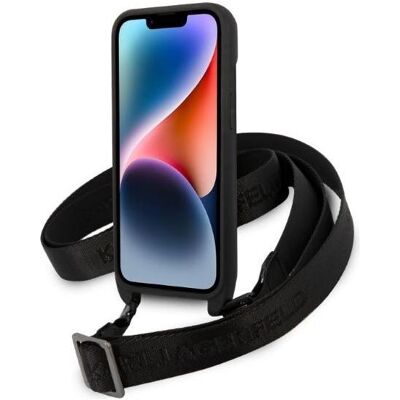 Karl Lagerfeld iPhone 14 Hardcase - Monogram Plaque Logo Strap - Smartphone Hülle Karl Lagerfeld iPhone 14 Hardcase - Monogram Plaque Logo Strap - Smartphone Hülle