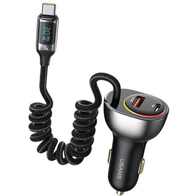 Usams Autoladegerät C37 - Schnelles Laden für 3 Geräte - 60W Usams Autoladegerät C37 - Schnelles Laden für 3 Geräte - 60W