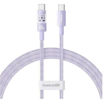 Baseus Gem USB-C naar USB-C Snellaadkabel - 1 m - Paars Baseus Gem USB-C naar USB-C Snellaadkabel - 1 m - Paars