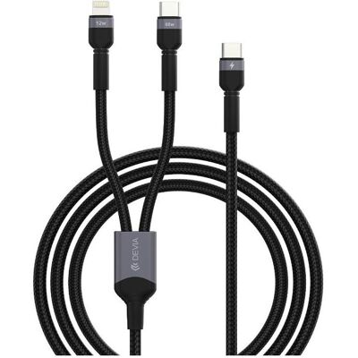 Devia 2in1 Kabel Extreme EC648 USB-C + USB-C - Lightning 1,2 m 3A schwarz (1.20 m, USB 3.2 Gen 1, 18 W), USB Kabel Devia 2in1 Kabel Extreme EC648 USB-C + USB-C - Lightning 1,2 m 3A schwarz (1.20 m, USB 3.2 Gen 1, 18 W), USB Kabel