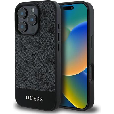 Guess iPhone 16 Pro Max Grau Schutzcase - 4G Streifen Elegant Guess iPhone 16 Pro Max Grau Schutzcase - 4G Streifen Elegant