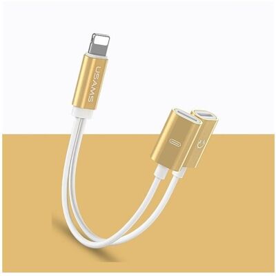 Usams Adapter 2w1 Lightning złoty/gold SJ1602L02 (US-SJ160) (Lightning, Lightning), Mobilgerät Adapter, Gold Usams Adapter 2w1 Lightning złoty/gold SJ1602L02 (US-SJ160) (Lightning, Lightning), Mobilgerät Adapter, Gold