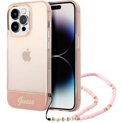 Guess GUHCP14LHGCOHP iPhone 14 Pro 6,1" różowy/pink hardcase Translucent Pearl Strap (Apple iPhone 14 Pro), Smartphone Hülle, Rosa Guess GUHCP14LHGCOHP iPhone 14 Pro 6,1" różowy/pink hardcase Translucent Pearl Strap (Apple iPhone 14 Pro), Smartphone Hülle, Rosa