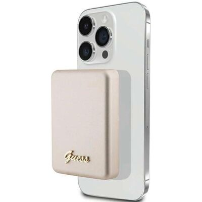 Guess Metal Script Logo MagSafe - Power Bank induktiv 3000 mAh 5W Gold Guess Metal Script Logo MagSafe - Power Bank induktiv 3000 mAh 5W Gold