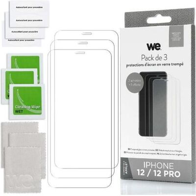We-Vibe WE PACK 3 verres trempés IPHONE 12 / 12 PRO : 3 Protections d'écran - anti-rayur (3 Stk., Apple iPhone 12, Apple iPhone 12 Pro), Smartphone Schutzfolie, Transparent We-Vibe WE PACK 3 verres trempés IPHONE 12 / 12 PRO : 3 Protections d'écran - anti-rayur (3 Stk., Apple iPhone 12, Apple iPhone 12 Pro), Smartphone Schutzfolie, Transparent