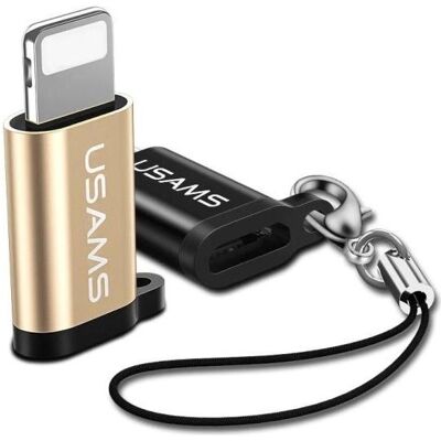 Usams Adapter microUSB-lightning ze smyczą złoty/gold SJ152ML02 (US-SJ152) (Micro USB, Lightning), Mobilgerät Adapter, Gold Usams Adapter microUSB-lightning ze smyczą złoty/gold SJ152ML02 (US-SJ152) (Micro USB, Lightning), Mobilgerät Adapter, Gold