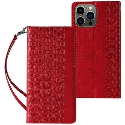 Hurtel Rote Magnetische Brieftaschenhülle für iPhone 13 Pro Max - Schutz & Stil Hurtel Rote Magnetische Brieftaschenhülle für iPhone 13 Pro Max - Schutz & Stil
