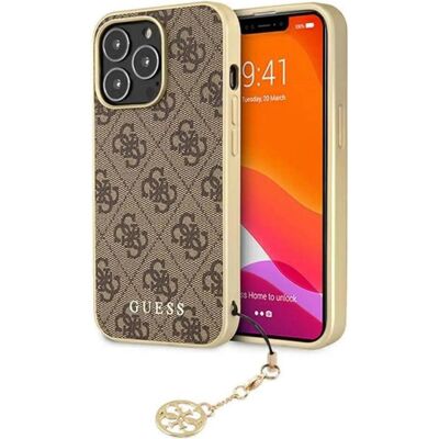 Guess Case mit Anhänger (Apple iPhone 13, Apple iPhone 13 Pro), Smartphone Hülle, Braun Guess Case mit Anhänger (Apple iPhone 13, Apple iPhone 13 Pro), Smartphone Hülle, Braun