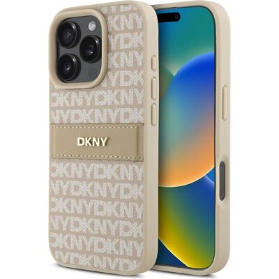 DKNY Pink iPhone 16 Pro Max Hülle - Wiederholungsmuster, Metallic-Logo DKNY Pink iPhone 16 Pro Max Hülle - Wiederholungsmuster, Metallic-Logo