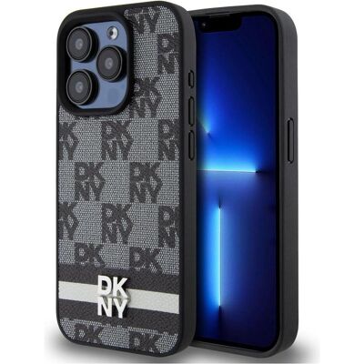 DKNY Schwarze Leder Checkered Hülle für iPhone 14 Pro Max DKNY Schwarze Leder Checkered Hülle für iPhone 14 Pro Max