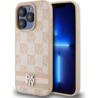 DKNY Pink Leder Checkered Streifen iPhone 14 Pro Max Hülle DKNY Pink Leder Checkered Streifen iPhone 14 Pro Max Hülle
