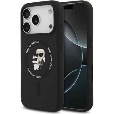 Karl Lagerfeld - Silicone Ring MagSafe (KLHMP17XSCMKCRHK) - iPhone 17 Pro Max - Black Karl&Choupette (Apple iPhone 17 Pro Max), Smartphone Hülle, Schwarz Karl Lagerfeld - Silicone Ring MagSafe (KLHMP17XSCMKCRHK) - iPhone 17 Pro Max - Black Karl&Choupette (Apple iPhone 17 Pro Max), Smartphone Hülle, Schwarz