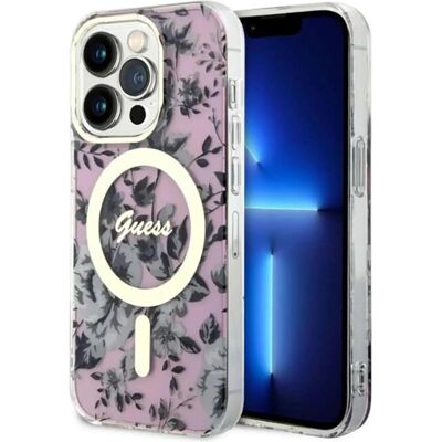 Guess iPhone 14 Pro 6.1 hardcase Flower MagSafe (Apple iPhone 14 Pro), Smartphone Hülle, Pink Guess iPhone 14 Pro 6.1 hardcase Flower MagSafe (Apple iPhone 14 Pro), Smartphone Hülle, Pink