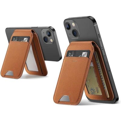 ESR - Desk Holder MagSafe HaloLock - Vegan Leather Wallet Stand - Tan Suede (Apple iPhone 12), Smartphone Hülle, Braun ESR - Desk Holder MagSafe HaloLock - Vegan Leather Wallet Stand - Tan Suede (Apple iPhone 12), Smartphone Hülle, Braun