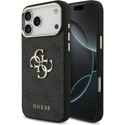 Guess PU-Leder 4G Metall-Logo Goldrahmen-Hülle für iPhone 18 Pro Max Schwarz (Apple iPhone 17 Pro Max), Smartphone Hülle, Schwarz, Gold Guess PU-Leder 4G Metall-Logo Goldrahmen-Hülle für iPhone 18 Pro Max Schwarz (Apple iPhone 17 Pro Max), Smartphone Hülle, Schwarz, Gold