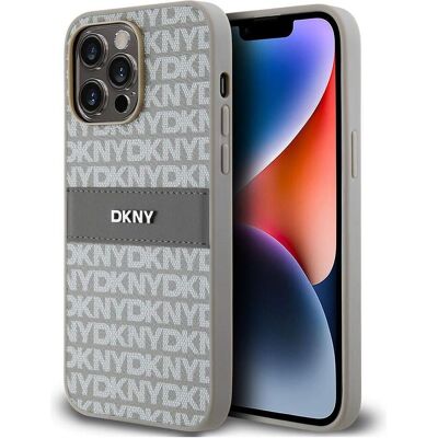DKNY iPhone 14 Pro Hülle - Tonal Stripe Muster, Beige DKNY iPhone 14 Pro Hülle - Tonal Stripe Muster, Beige