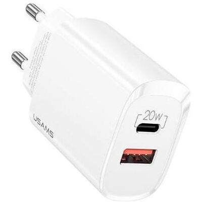 Usams T35 1x USB-A Ladegerät 1x USB-C 3 A (CC121TC01) (20 W, 1 Port), USB Ladegerät, Weiss Usams T35 1x USB-A Ladegerät 1x USB-C 3 A (CC121TC01) (20 W, 1 Port), USB Ladegerät, Weiss