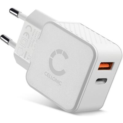 Cellonic USB Ladeadapter für Motorola edge 60 pro, neo, fusion, 70, Samsung Galaxy (20 W, 2 Ports), USB Ladegerät, Weiss Cellonic USB Ladeadapter für Motorola edge 60 pro, neo, fusion, 70, Samsung Galaxy (20 W, 2 Ports), USB Ladegerät, Weiss