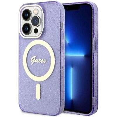 Guess iPhone 14 Pro Max 6.7 hardcase Glitter Gold MagSafe (Apple iPhone 14 Pro Max), Smartphone Hülle, Violett Guess iPhone 14 Pro Max 6.7 hardcase Glitter Gold MagSafe (Apple iPhone 14 Pro Max), Smartphone Hülle, Violett