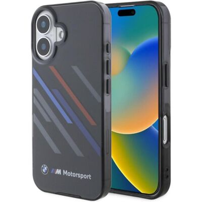 BMW iPhone 16 Plus 6.7" Schwarze Hardcase Sport Streifen - Smartphone Hülle BMW iPhone 16 Plus 6.7" Schwarze Hardcase Sport Streifen - Smartphone Hülle