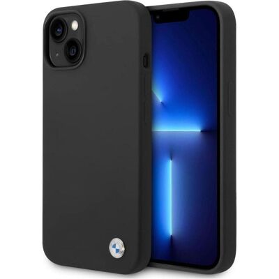 BMW iPhone 14 Plus Silikon Metall Logo Hülle - Schutzcover BMW iPhone 14 Plus Silikon Metall Logo Hülle - Schutzcover